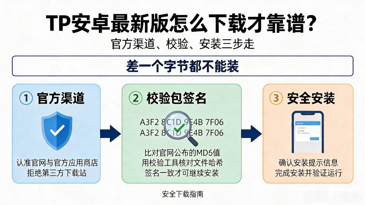 TP安卓最新版怎么下载才靠谱？官方渠道、校验、安装三步走