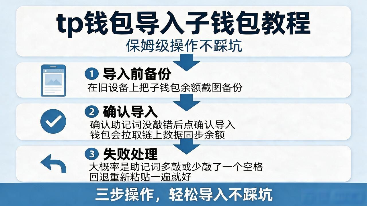 tp钱包导入子钱包教程，保姆级操作不踩坑