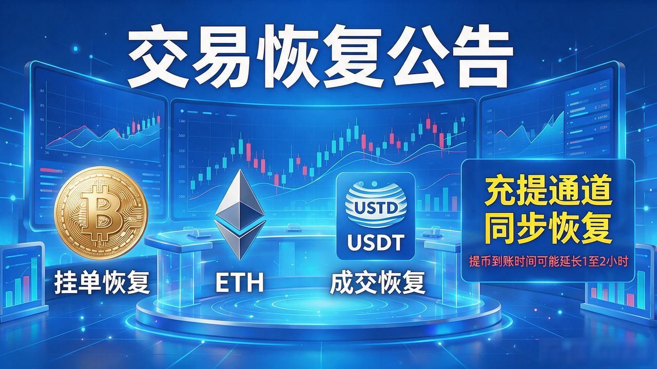 数字货币交易平台恢复交易时间_主流币种充提服务重启注意事项_恢复数字货币交易公告