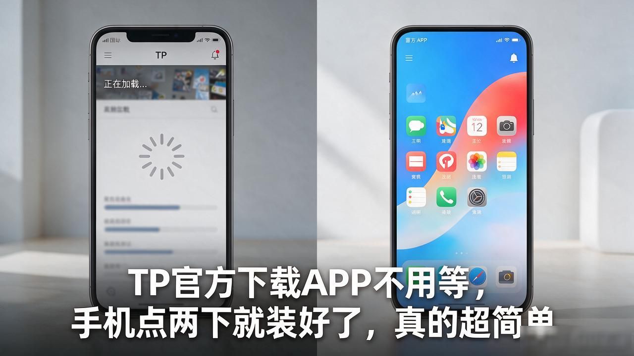 TP官方下载APP不用等，手机点两下就装好了，真的超简单