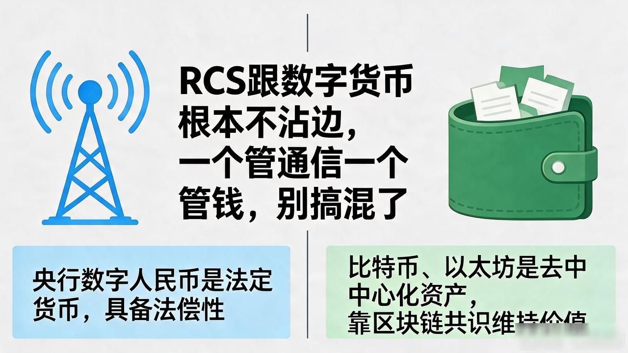 RCS跟数字货币根本不沾边，一个管通信一个管钱，别搞混了