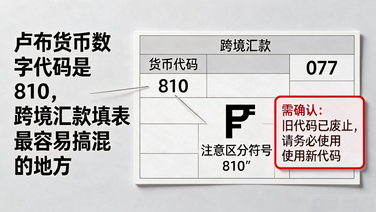 卢布货币数字代码是810，跨境汇款填表最容易搞混的地方